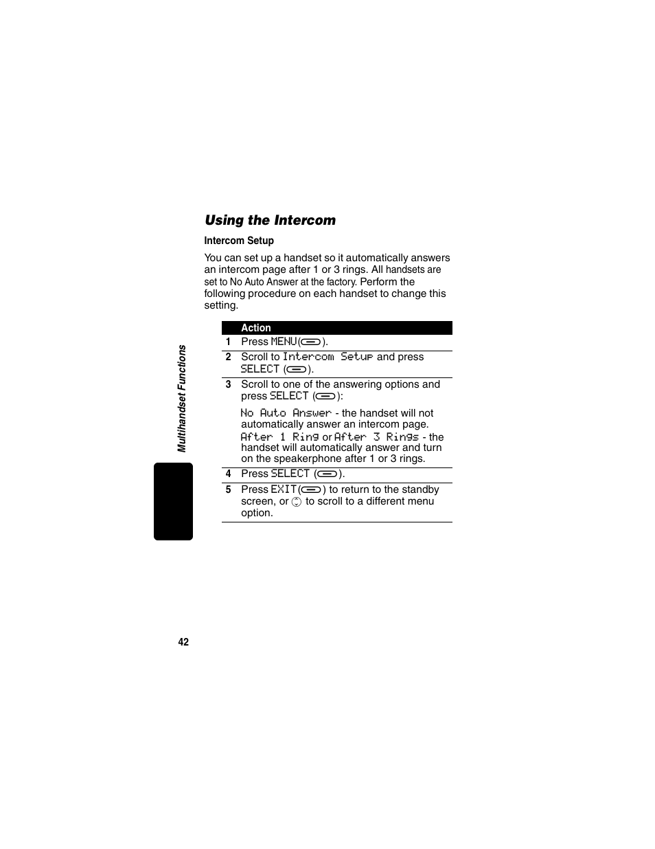 Using the intercom, Intercom setup | Motorola MD450 Series User Manual | Page 44 / 55