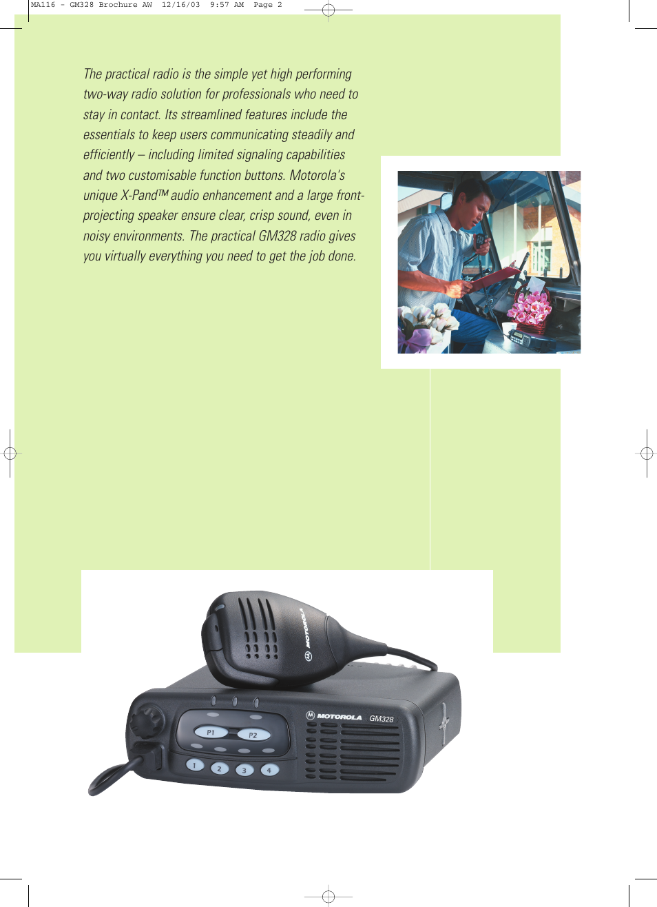 Motorola Mobile 2-Way Radio GM328 User Manual | Page 2 / 4