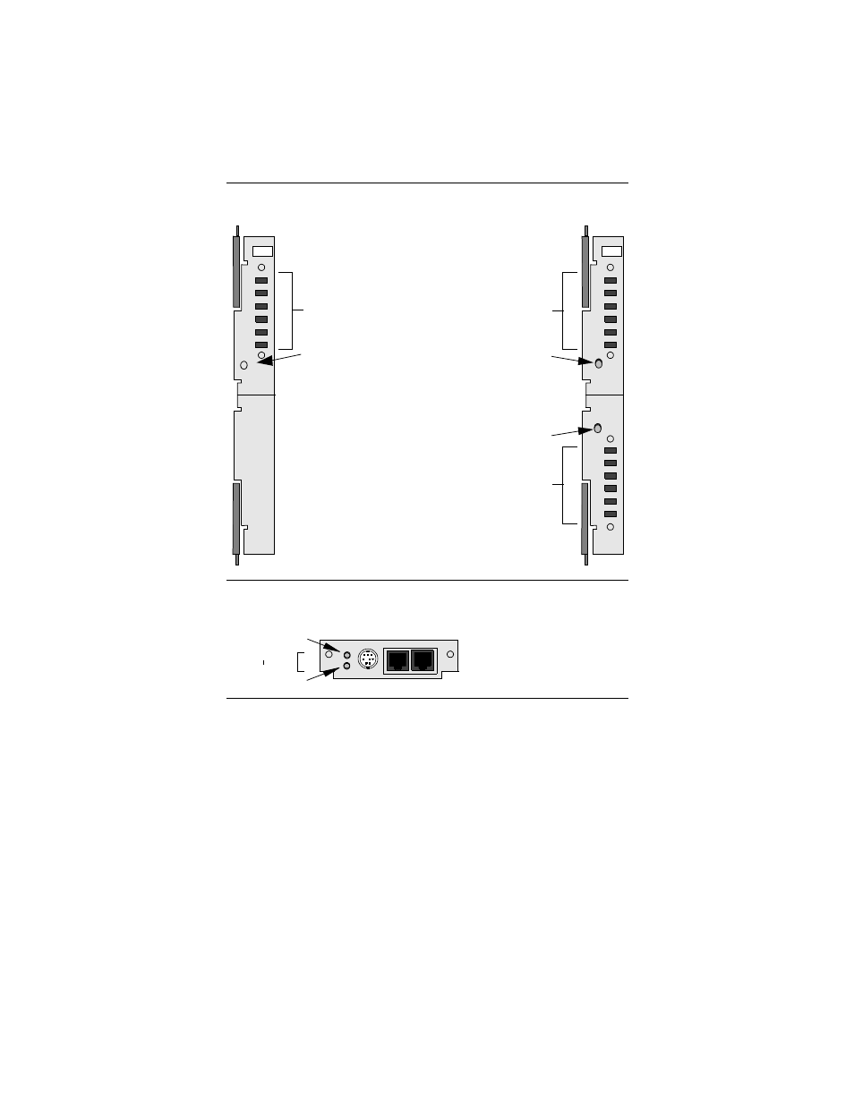 3460 fast’r, Two-wire leased- line and four-wire leased-line, Dial-line dual-modem card single-modem card | With dial-line alternative status leds | Motorola 3460 User Manual | Page 166 / 188