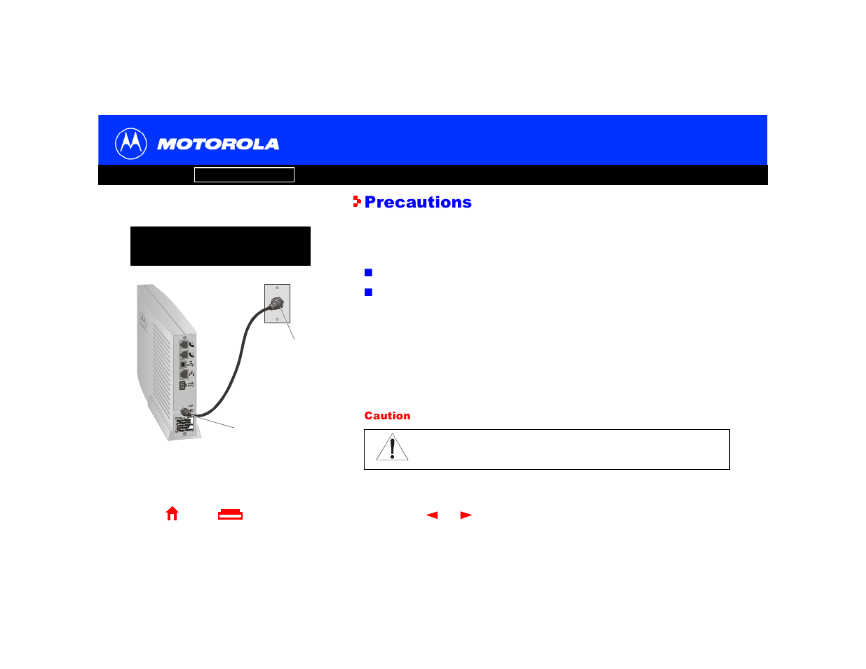 Precautions | Motorola SBV4200 User Manual | Page 10 / 73