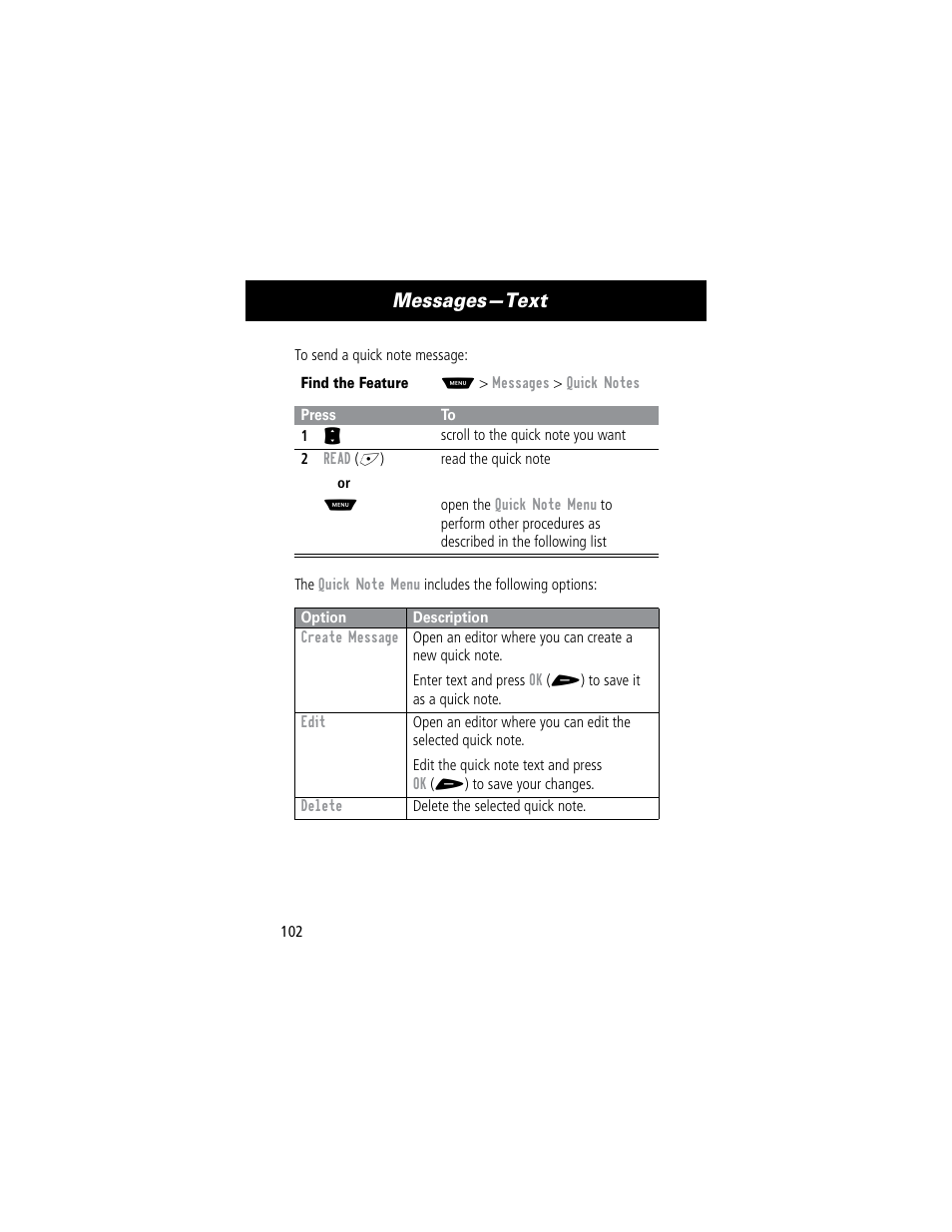 Messages—text | Motorola 60C User Manual | Page 104 / 190