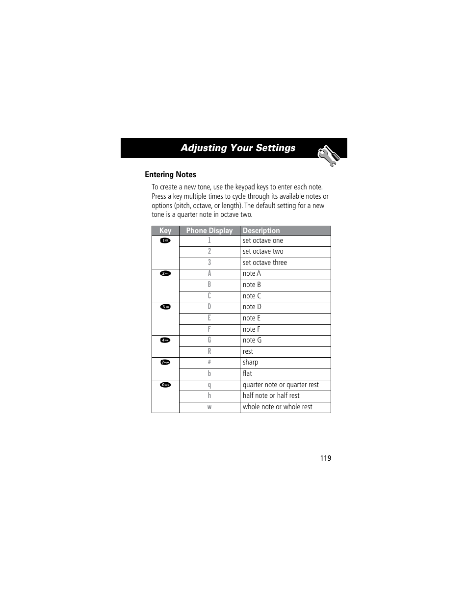 Adjusting your settings | Motorola 60C User Manual | Page 121 / 190