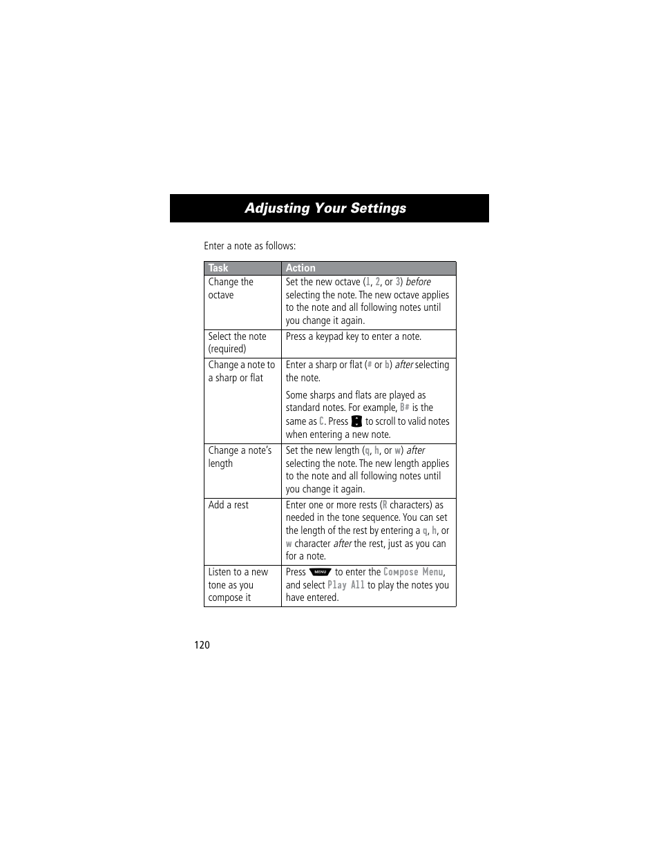 Adjusting your settings | Motorola 60C User Manual | Page 122 / 190