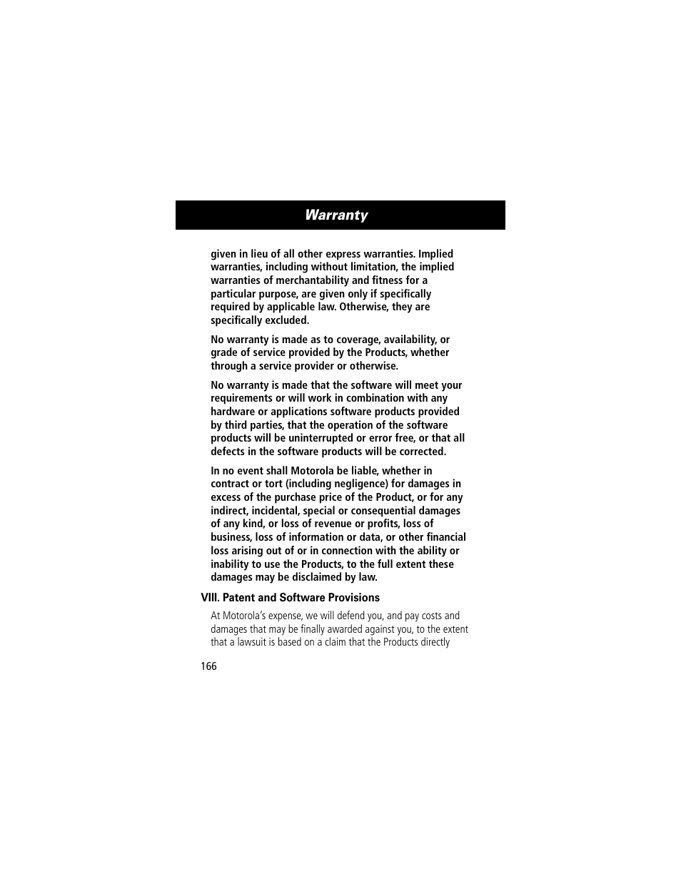 Warranty | Motorola 60C User Manual | Page 168 / 190