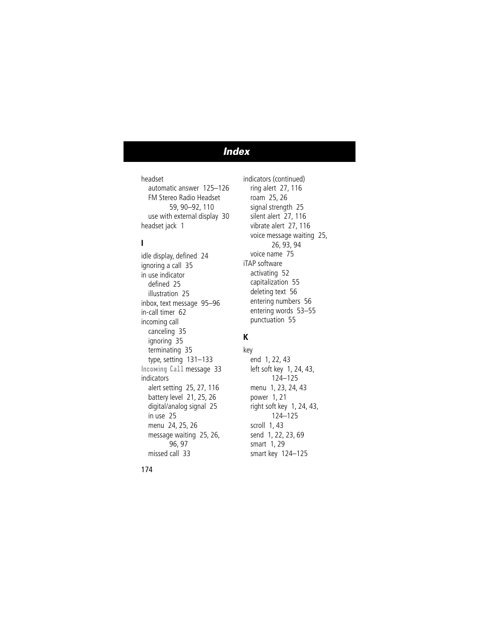 Index | Motorola 60C User Manual | Page 176 / 190