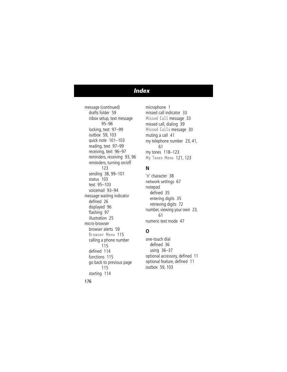 Index | Motorola 60C User Manual | Page 178 / 190