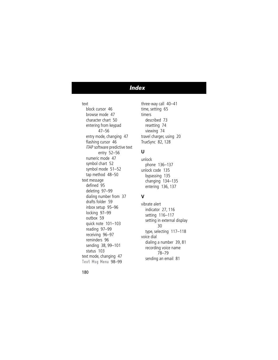 Index | Motorola 60C User Manual | Page 182 / 190