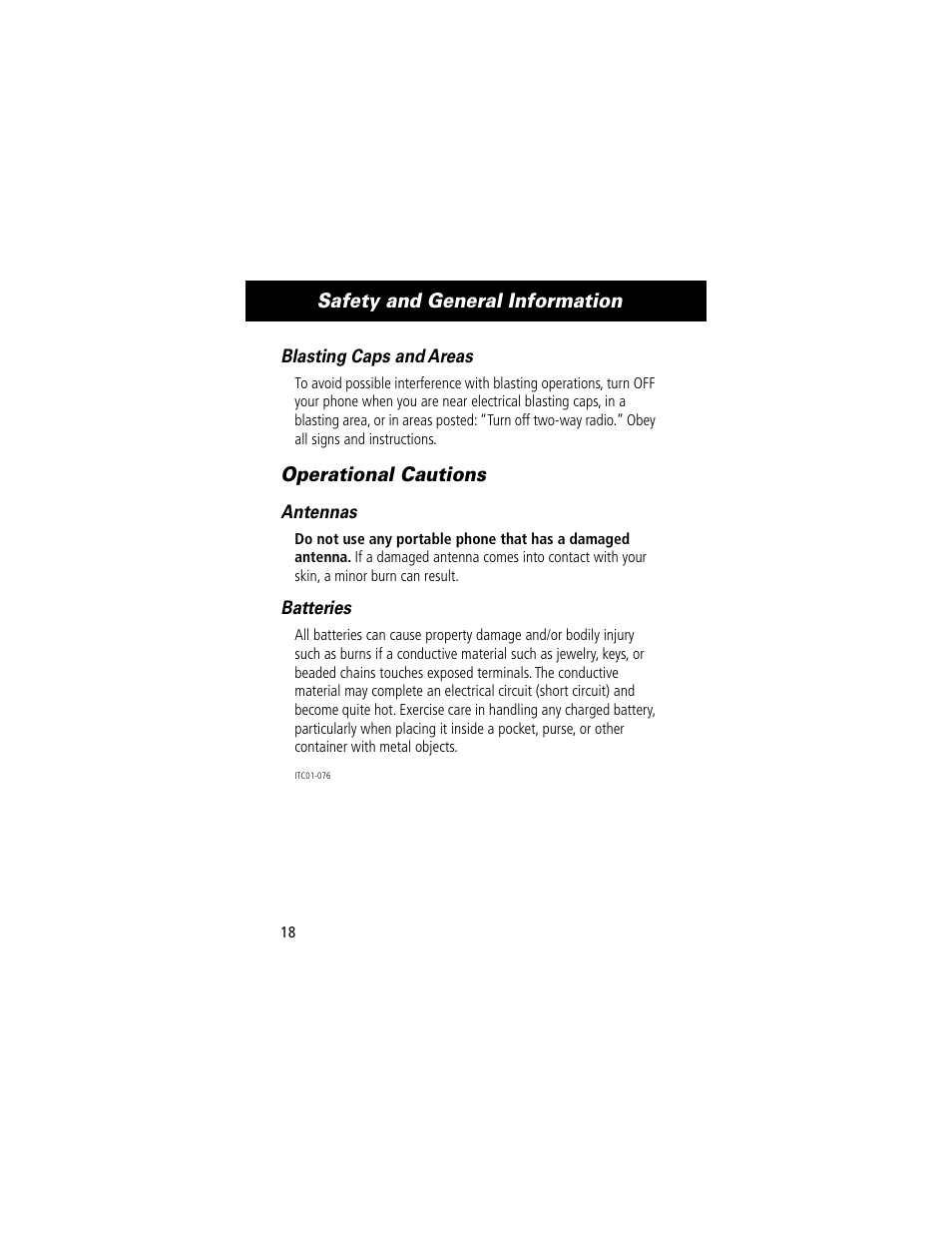 Safety and general information, Operational cautions | Motorola 60C User Manual | Page 20 / 190