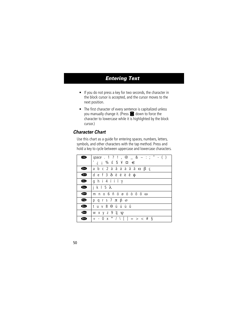 Entering text | Motorola 60C User Manual | Page 52 / 190