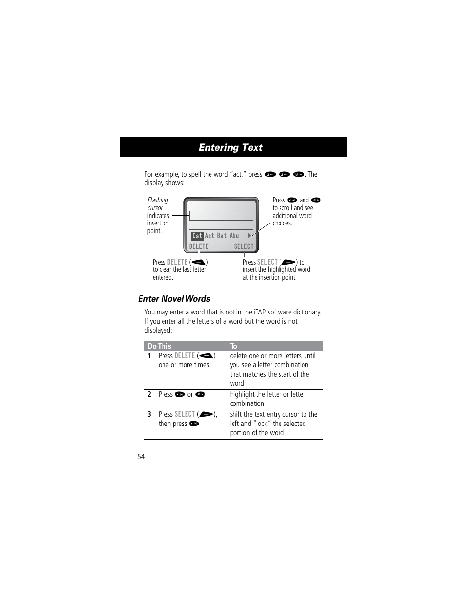 Entering text | Motorola 60C User Manual | Page 56 / 190