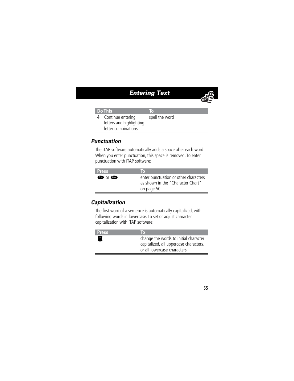 Entering text | Motorola 60C User Manual | Page 57 / 190