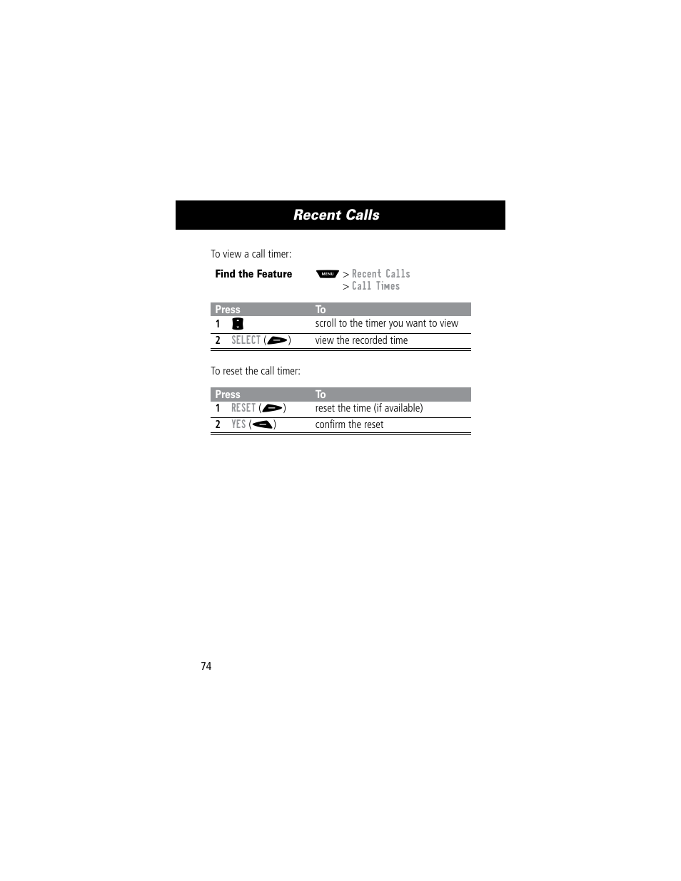 Recent calls | Motorola 60C User Manual | Page 76 / 190