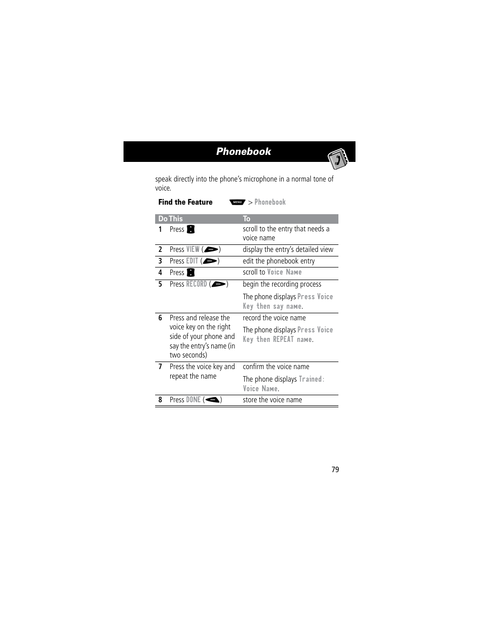 Phonebook | Motorola 60C User Manual | Page 81 / 190