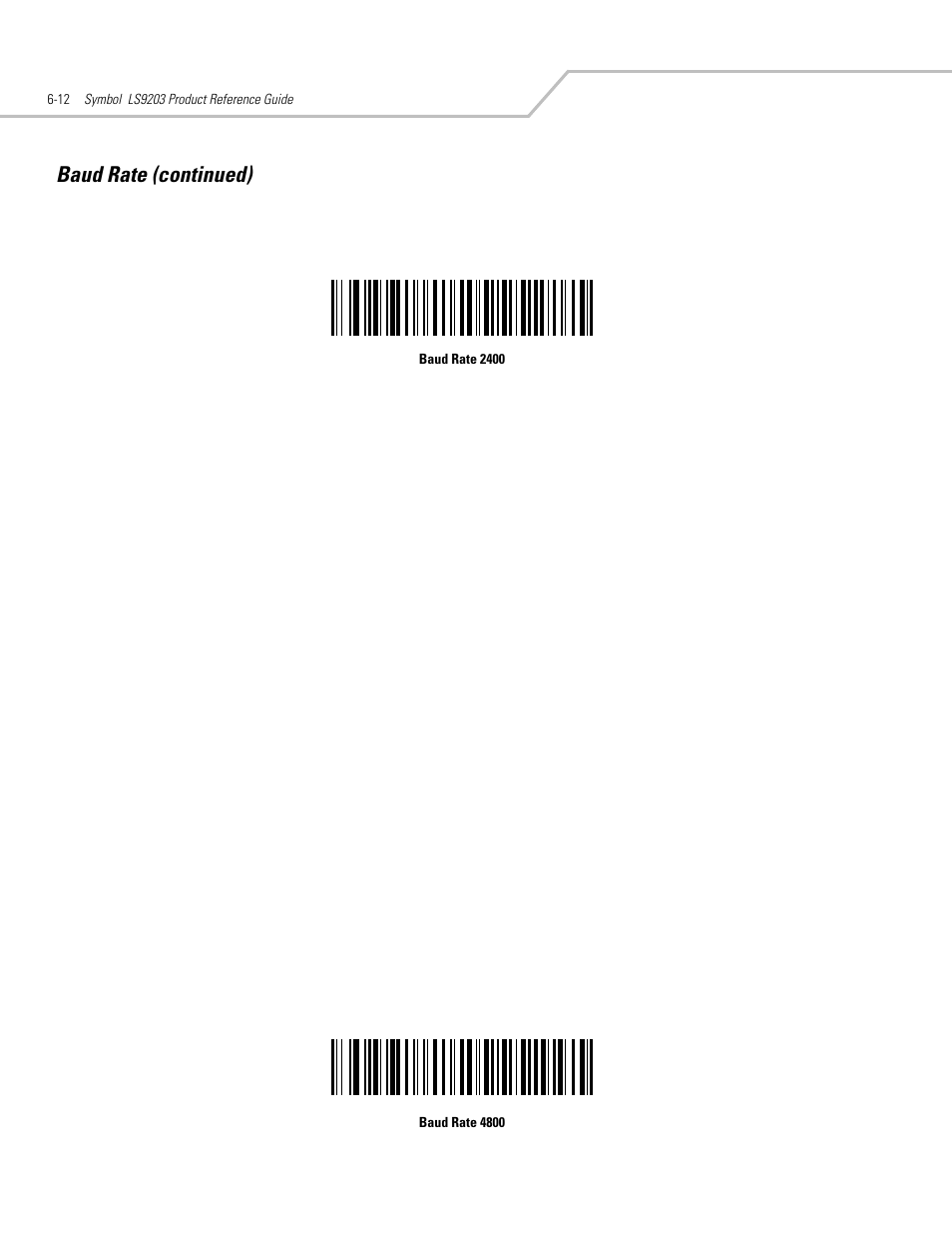 Baud rate (continued) | Motorola SYMBOL LS9203 User Manual | Page 104 / 338