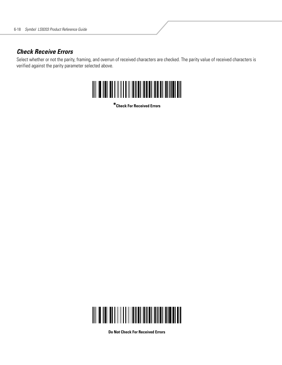 Check receive errors, Check receive errors -18 | Motorola SYMBOL LS9203 User Manual | Page 110 / 338