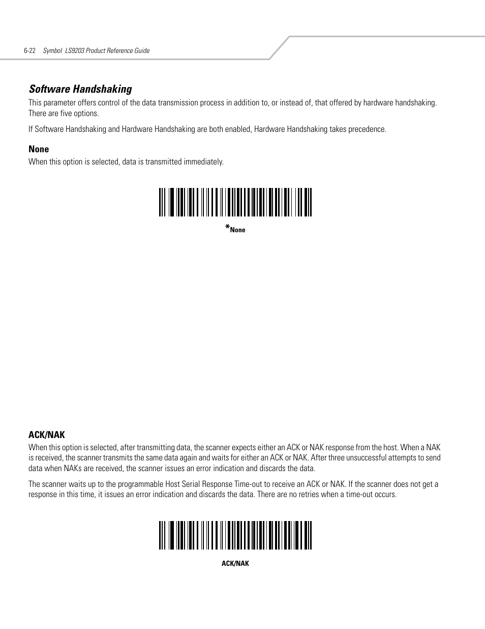 Software handshaking, Software handshaking -22 | Motorola SYMBOL LS9203 User Manual | Page 114 / 338