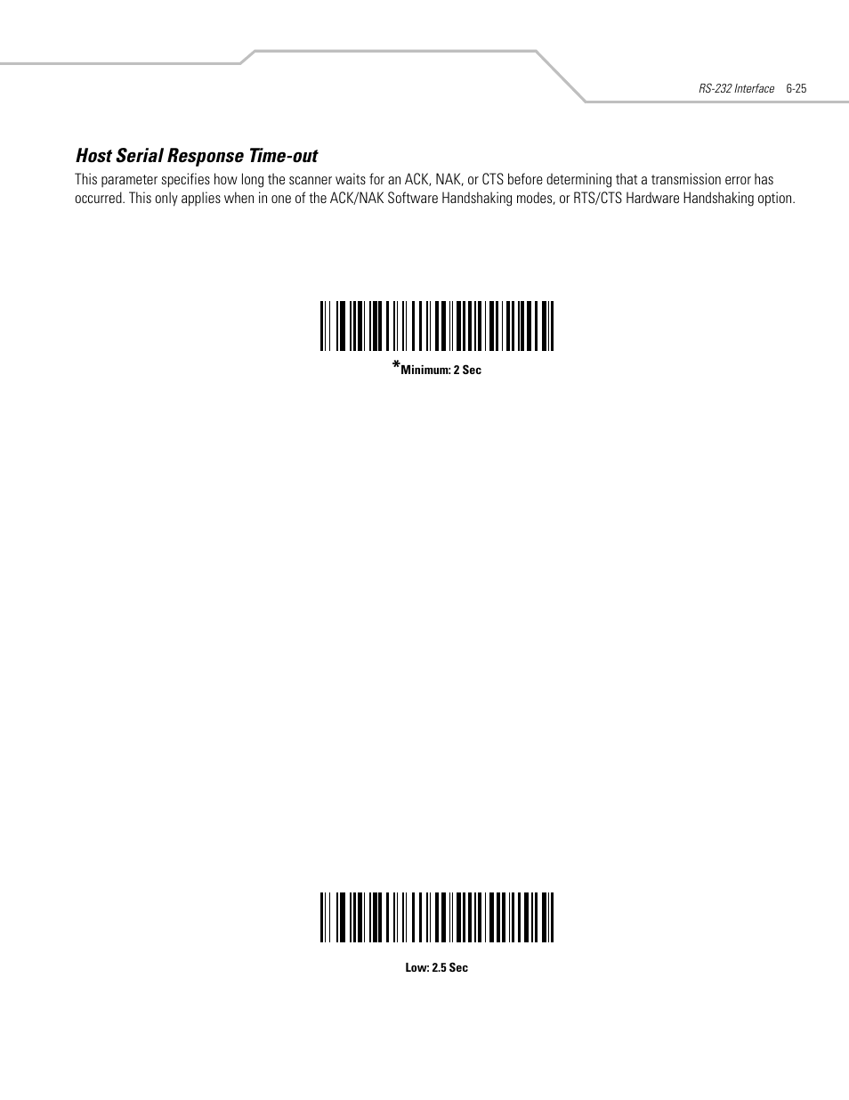 Host serial response time-out, Host serial response time-out -25 | Motorola SYMBOL LS9203 User Manual | Page 117 / 338