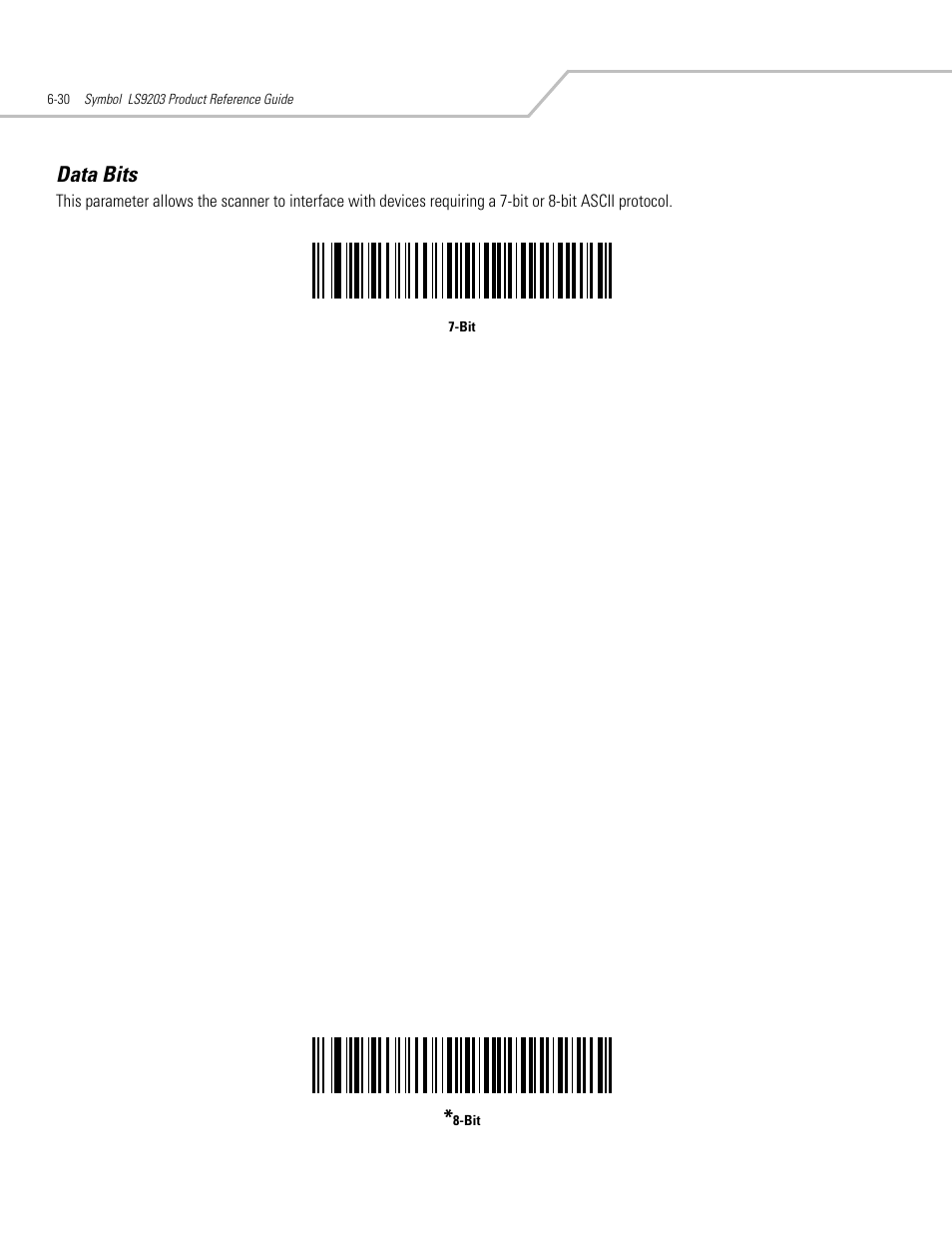 Data bits, Data bits -30 | Motorola SYMBOL LS9203 User Manual | Page 122 / 338