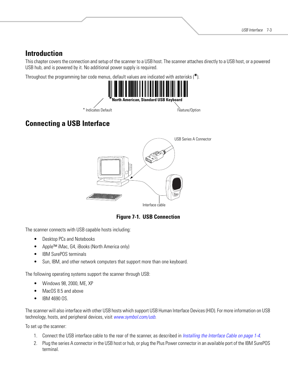 Introduction, Connecting a usb interface, Introduction -3 connecting a usb interface -3 | Motorola SYMBOL LS9203 User Manual | Page 137 / 338