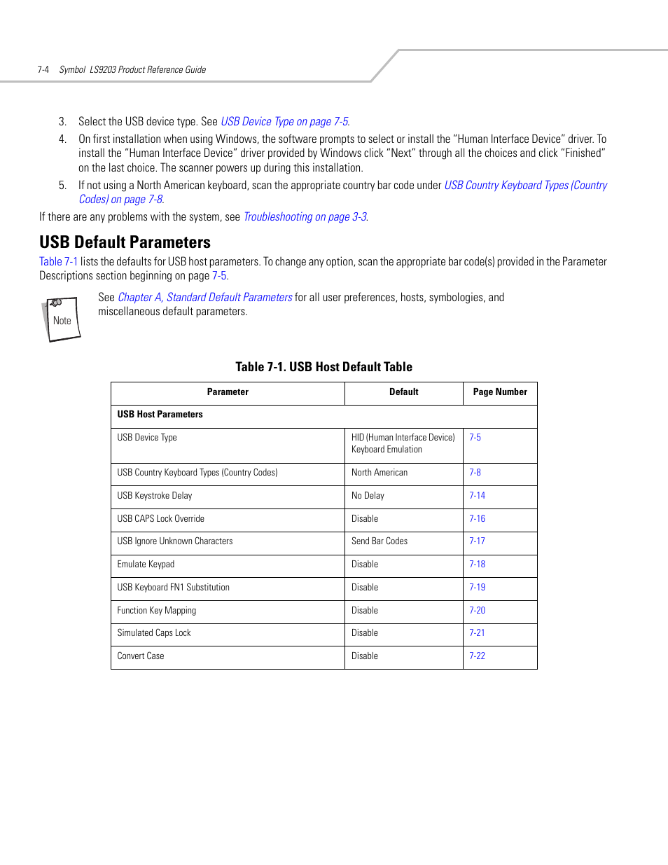 Usb default parameters, Usb default parameters -4 | Motorola SYMBOL LS9203 User Manual | Page 138 / 338