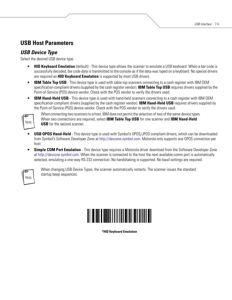 Usb host parameters, Usb device type, Usb host parameters -5 | Usb device type -5 | Motorola SYMBOL LS9203 User Manual | Page 139 / 338