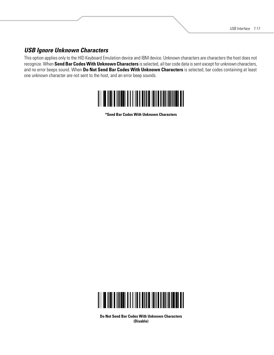 Usb ignore unknown characters, Usb ignore unknown characters -17 | Motorola SYMBOL LS9203 User Manual | Page 151 / 338