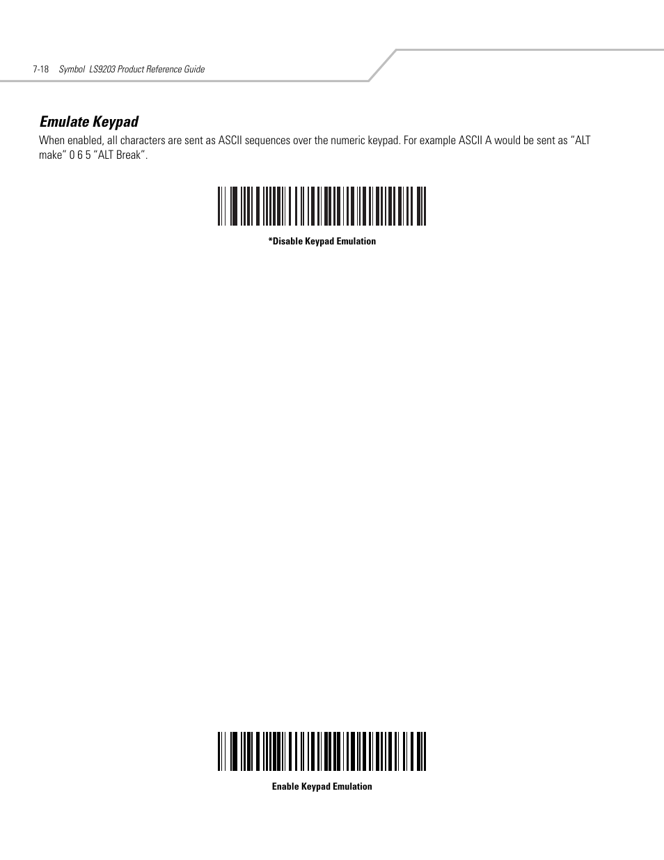 Emulate keypad, Emulate keypad -18 | Motorola SYMBOL LS9203 User Manual | Page 152 / 338