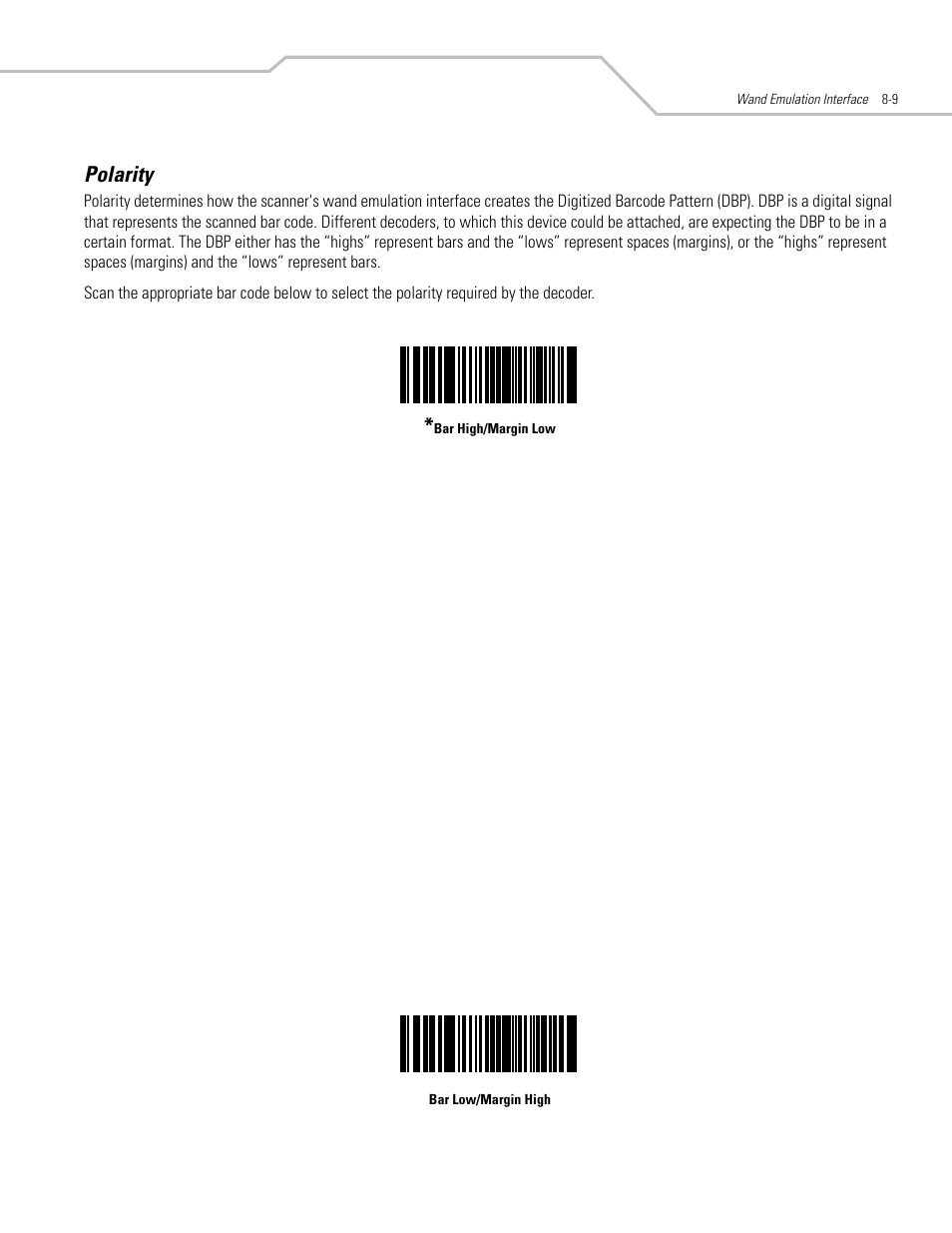 Polarity, Polarity -9 | Motorola SYMBOL LS9203 User Manual | Page 177 / 338