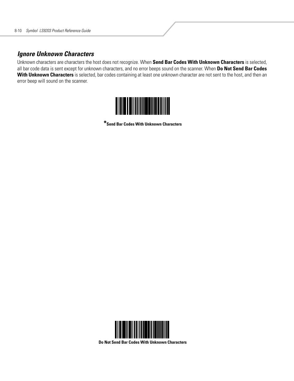 Ignore unknown characters, Ignore unknown characters -10 | Motorola SYMBOL LS9203 User Manual | Page 178 / 338