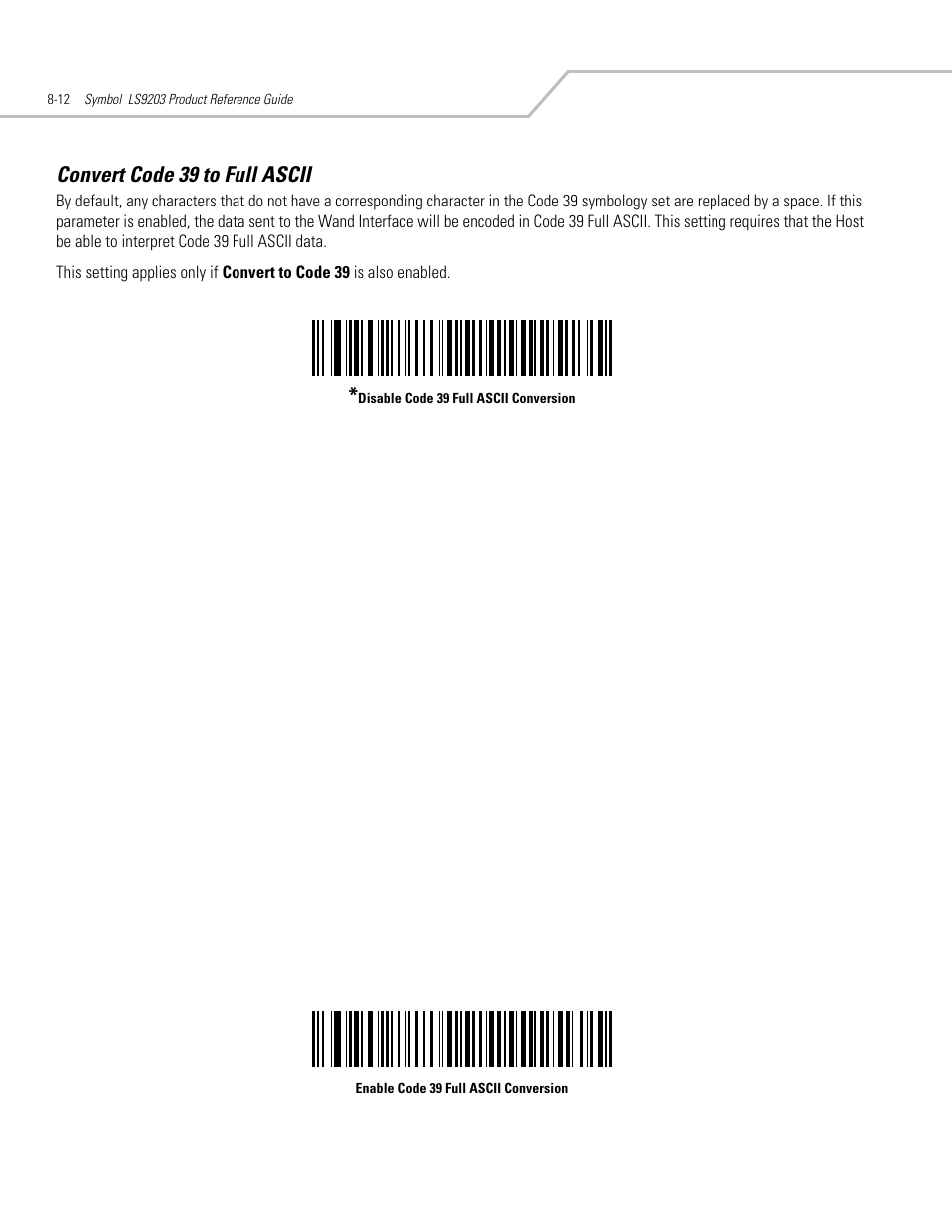 Convert code 39 to full ascii, Convert code 39 to full ascii -12 | Motorola SYMBOL LS9203 User Manual | Page 180 / 338