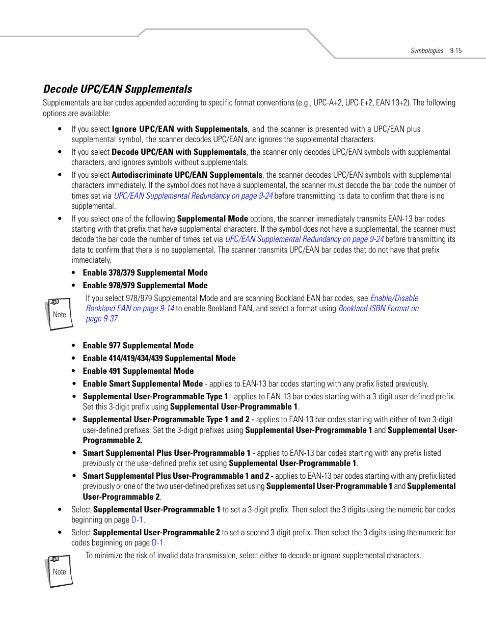 Decode upc/ean supplementals, Decode upc/ean supplementals -15 | Motorola SYMBOL LS9203 User Manual | Page 195 / 338