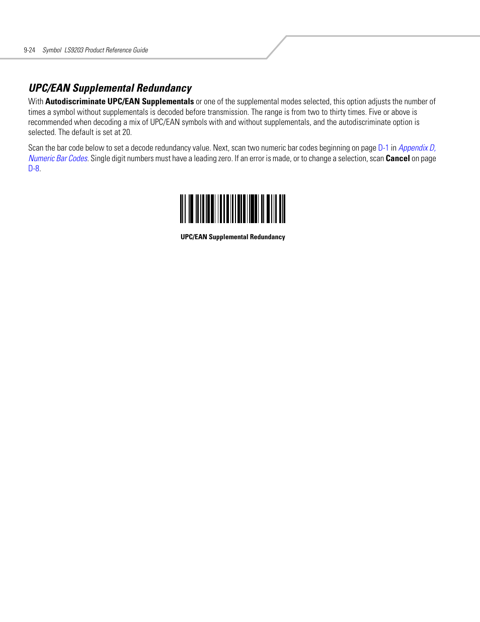 Upc/ean supplemental redundancy, Upc/ean supplemental redundancy -24, S set via | Motorola SYMBOL LS9203 User Manual | Page 204 / 338