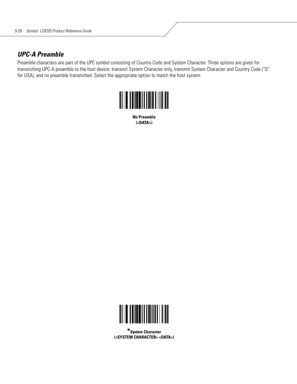 Upc-a preamble, Upc-a preamble -28 | Motorola SYMBOL LS9203 User Manual | Page 208 / 338