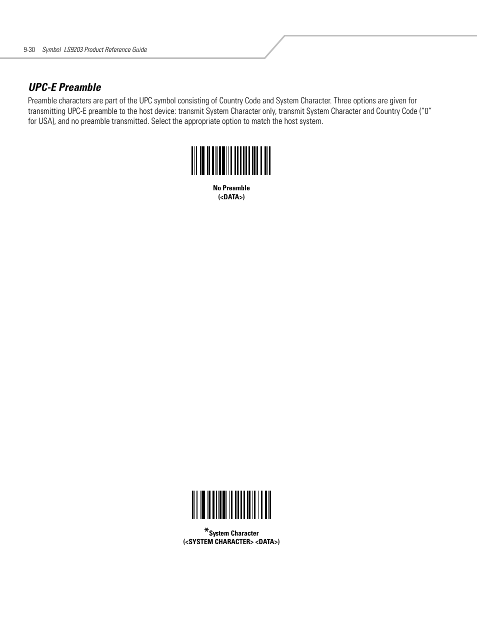 Upc-e preamble, Upc-e preamble -30 | Motorola SYMBOL LS9203 User Manual | Page 210 / 338