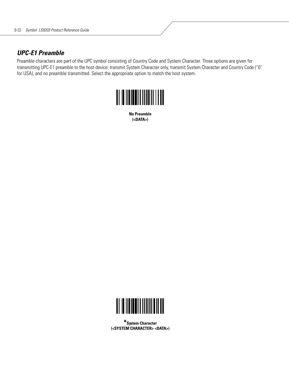 Upc-e1 preamble, Upc-e1 preamble -32 | Motorola SYMBOL LS9203 User Manual | Page 212 / 338