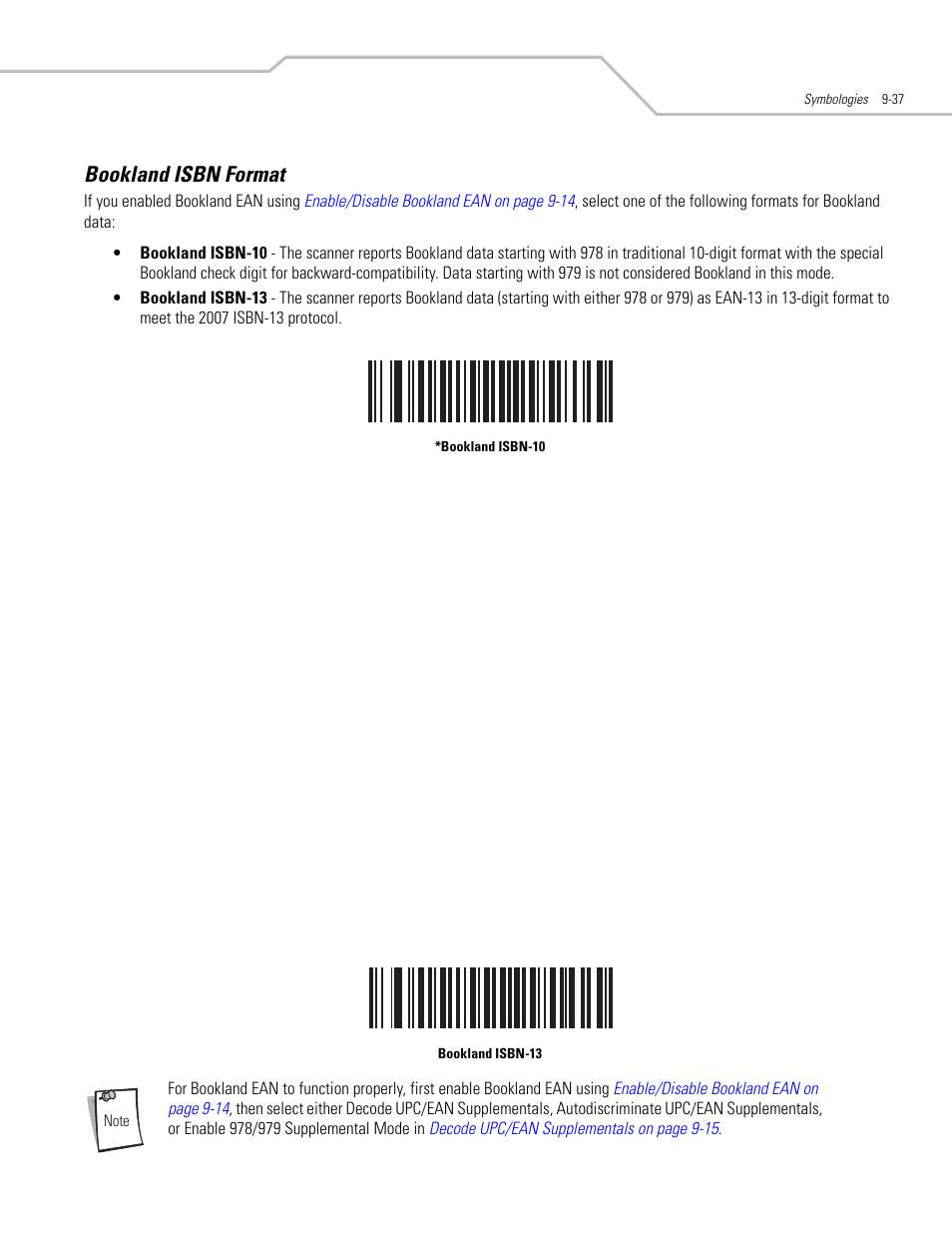 Bookland isbn format, Bookland isbn format -37, Bookland isbn format on | Motorola SYMBOL LS9203 User Manual | Page 217 / 338