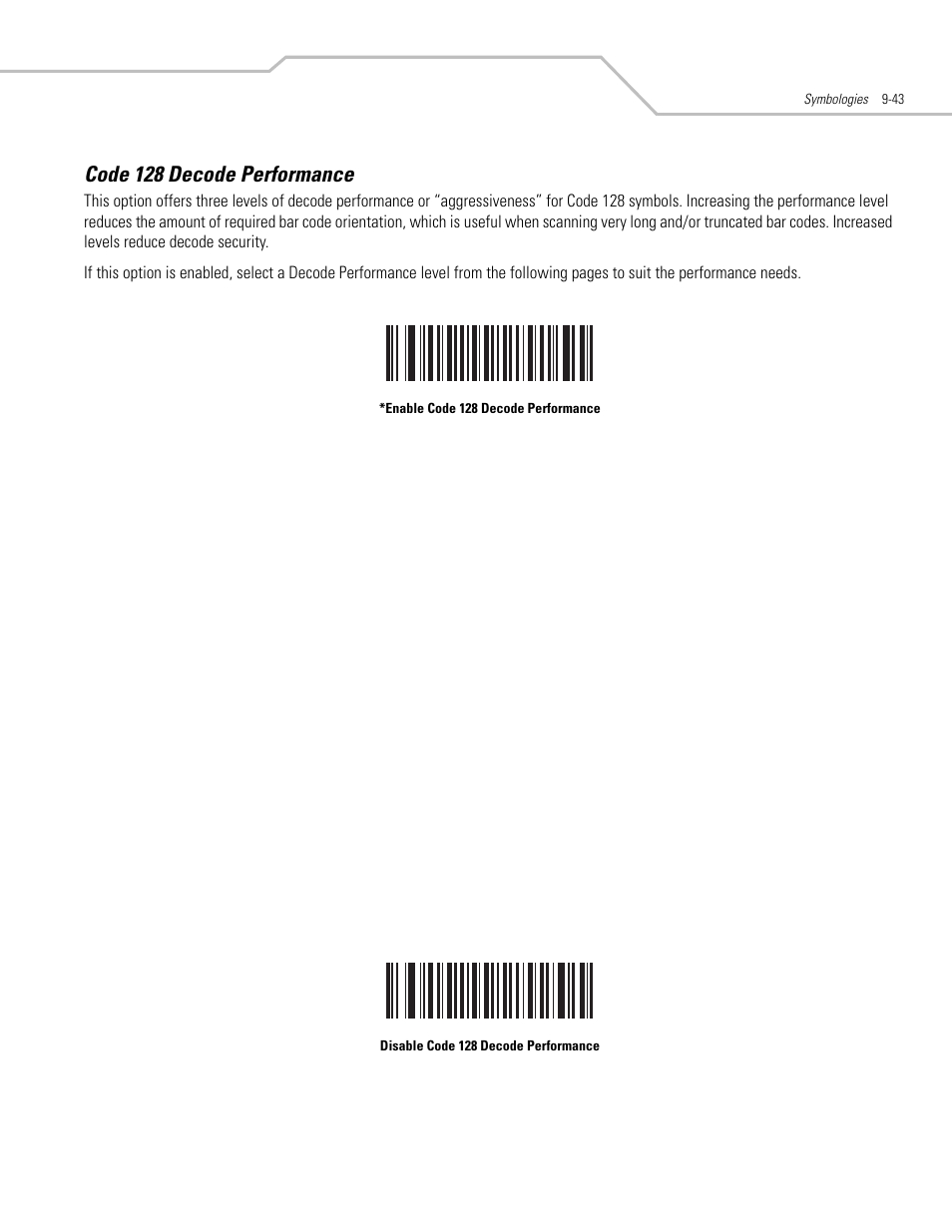 Code 128 decode performance, Code 128 decode performance -43 | Motorola SYMBOL LS9203 User Manual | Page 223 / 338