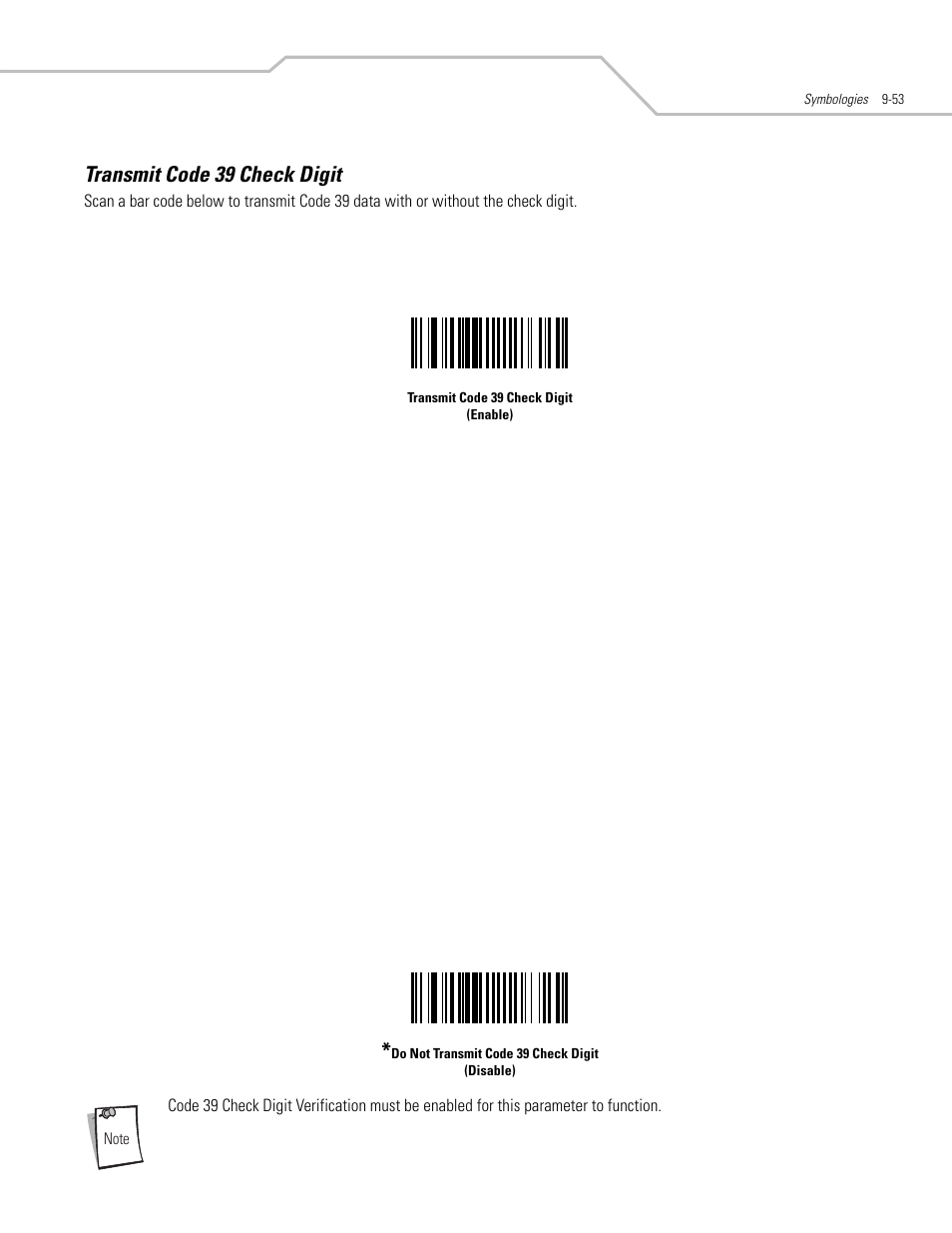 Transmit code 39 check digit, Transmit code 39 check digit -53 | Motorola SYMBOL LS9203 User Manual | Page 233 / 338