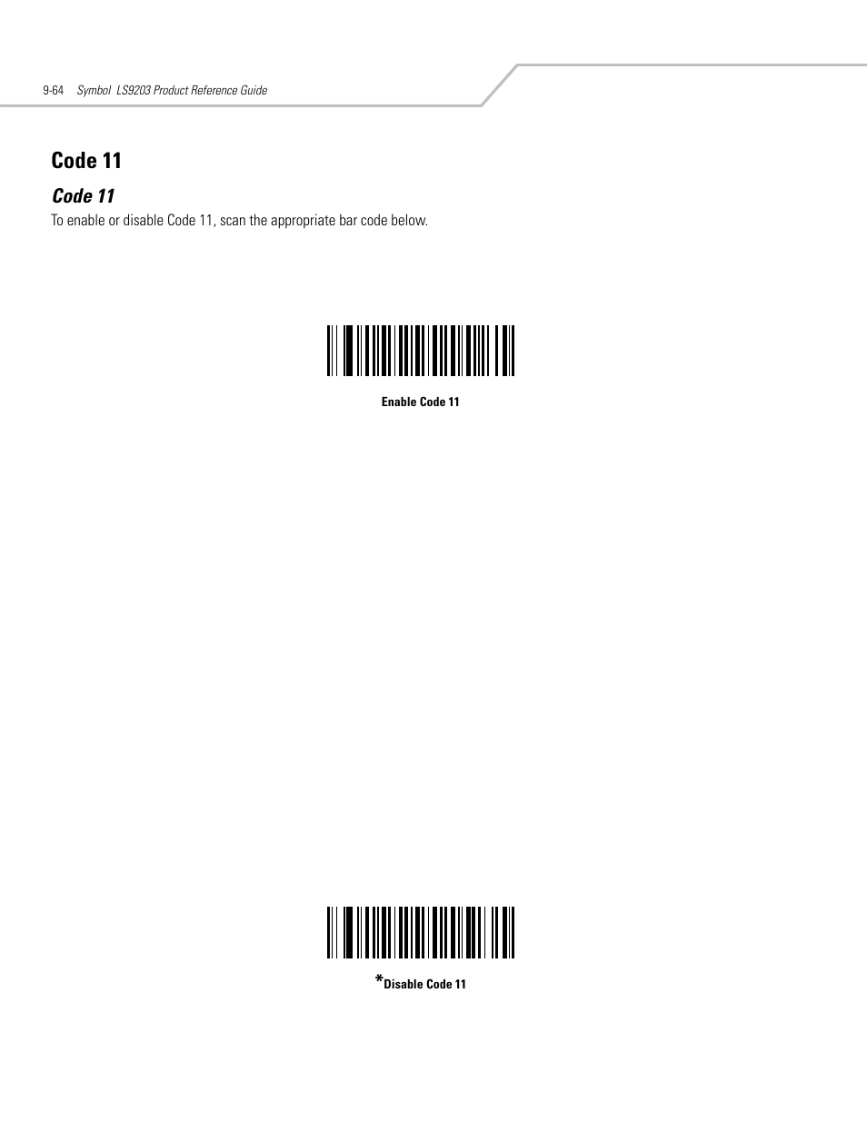 Code 11, Code 11 -64 | Motorola SYMBOL LS9203 User Manual | Page 244 / 338