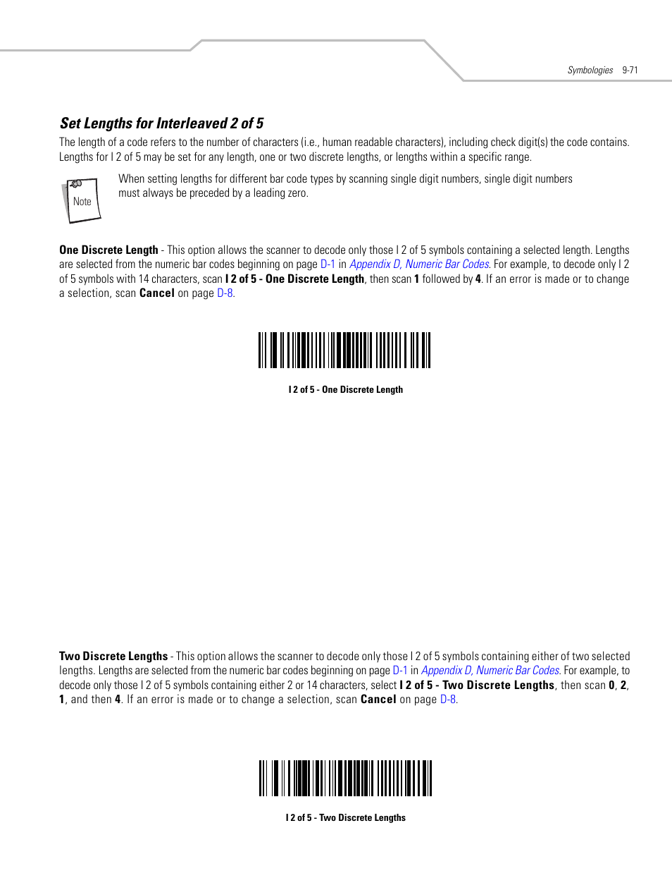 Set lengths for interleaved 2 of 5, Set lengths for interleaved 2 of 5 -71 | Motorola SYMBOL LS9203 User Manual | Page 251 / 338