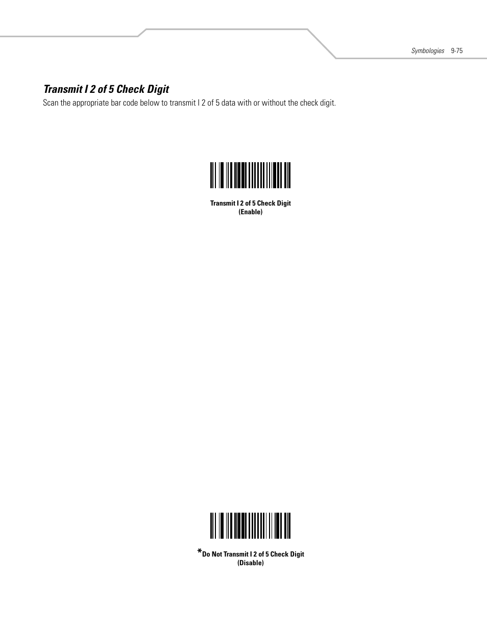 Transmit i 2 of 5 check digit, Transmit i 2 of 5 check digit -75 | Motorola SYMBOL LS9203 User Manual | Page 255 / 338