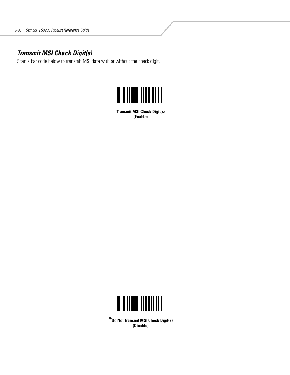 Transmit msi check digit(s), Transmit msi check digit(s) -90 | Motorola SYMBOL LS9203 User Manual | Page 270 / 338