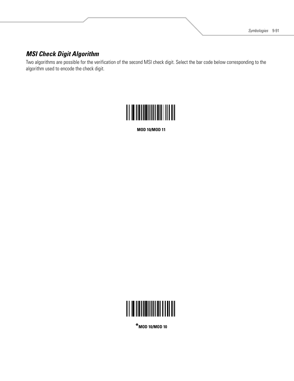 Msi check digit algorithm, Msi check digit algorithm -91 | Motorola SYMBOL LS9203 User Manual | Page 271 / 338