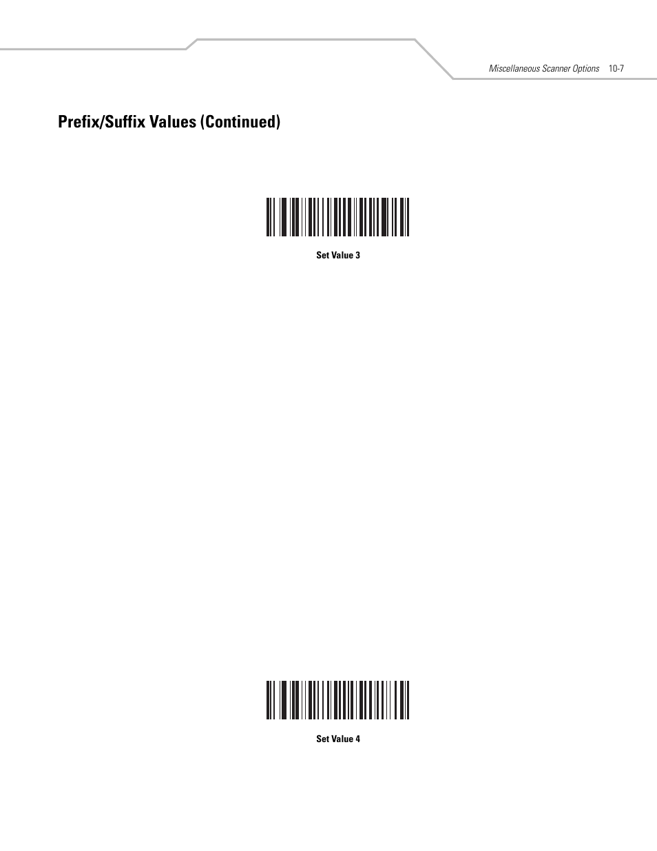 Prefix/suffix values (continued) | Motorola SYMBOL LS9203 User Manual | Page 289 / 338