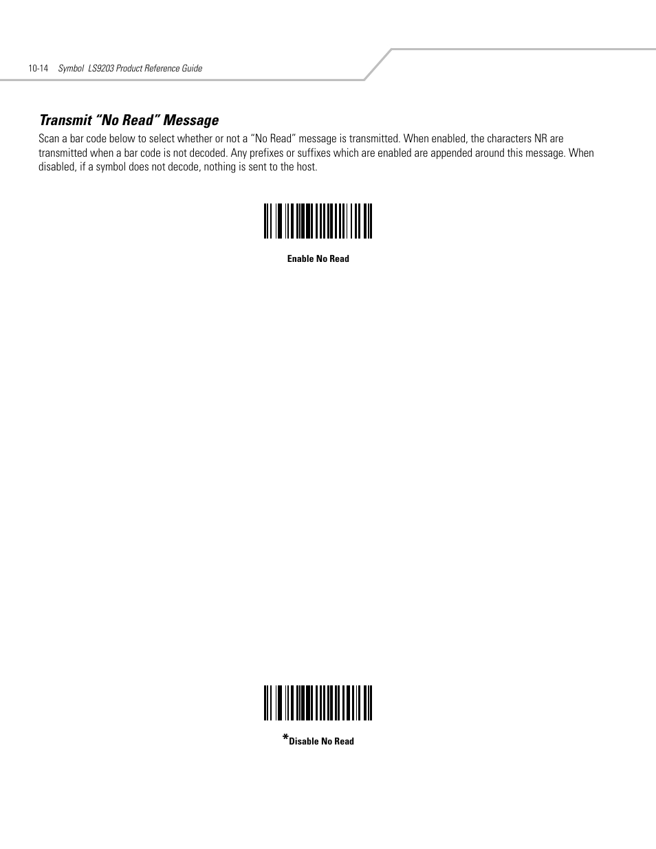 Transmit “no read” message, Transmit “no read” message -14 | Motorola SYMBOL LS9203 User Manual | Page 296 / 338