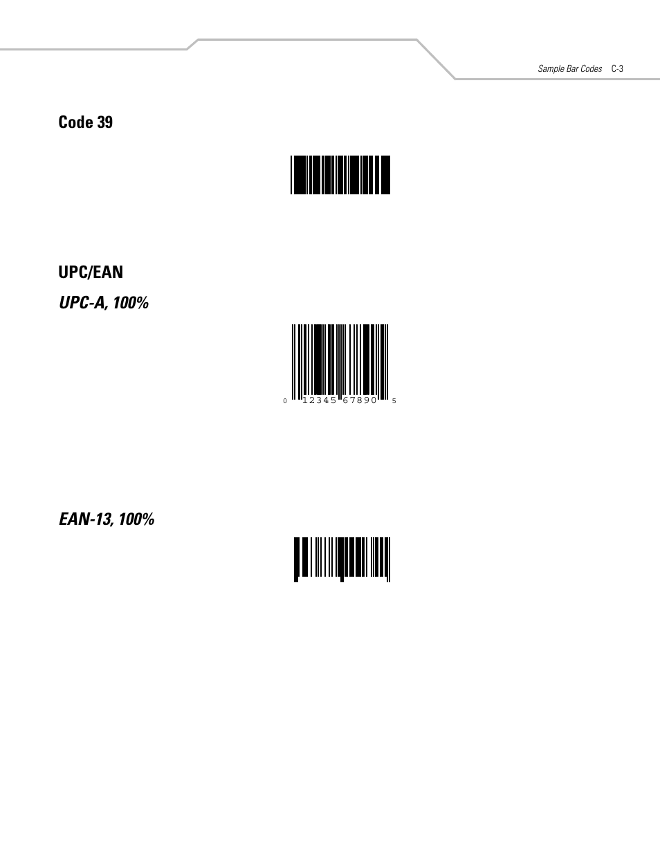 Code 39, Upc/ean, Upc-a, 100 | Ean-13, 100 | Motorola SYMBOL LS9203 User Manual | Page 315 / 338