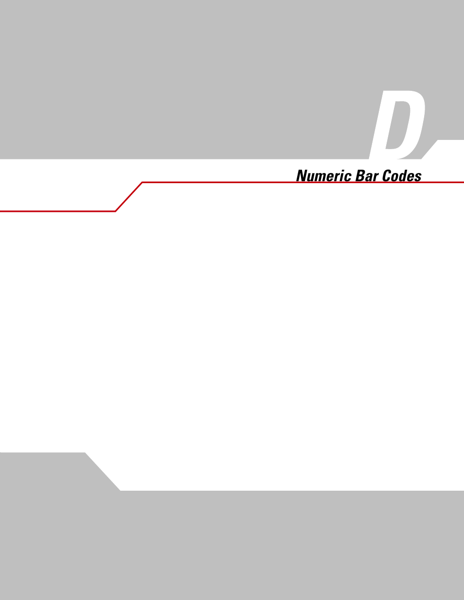 Appendix d numeric bar codes, Append, Chapter d, numeric bar codes | Include, Appendix d, Numeric bar codes, Appendix d, numeric bar codes | Motorola SYMBOL LS9203 User Manual | Page 317 / 338