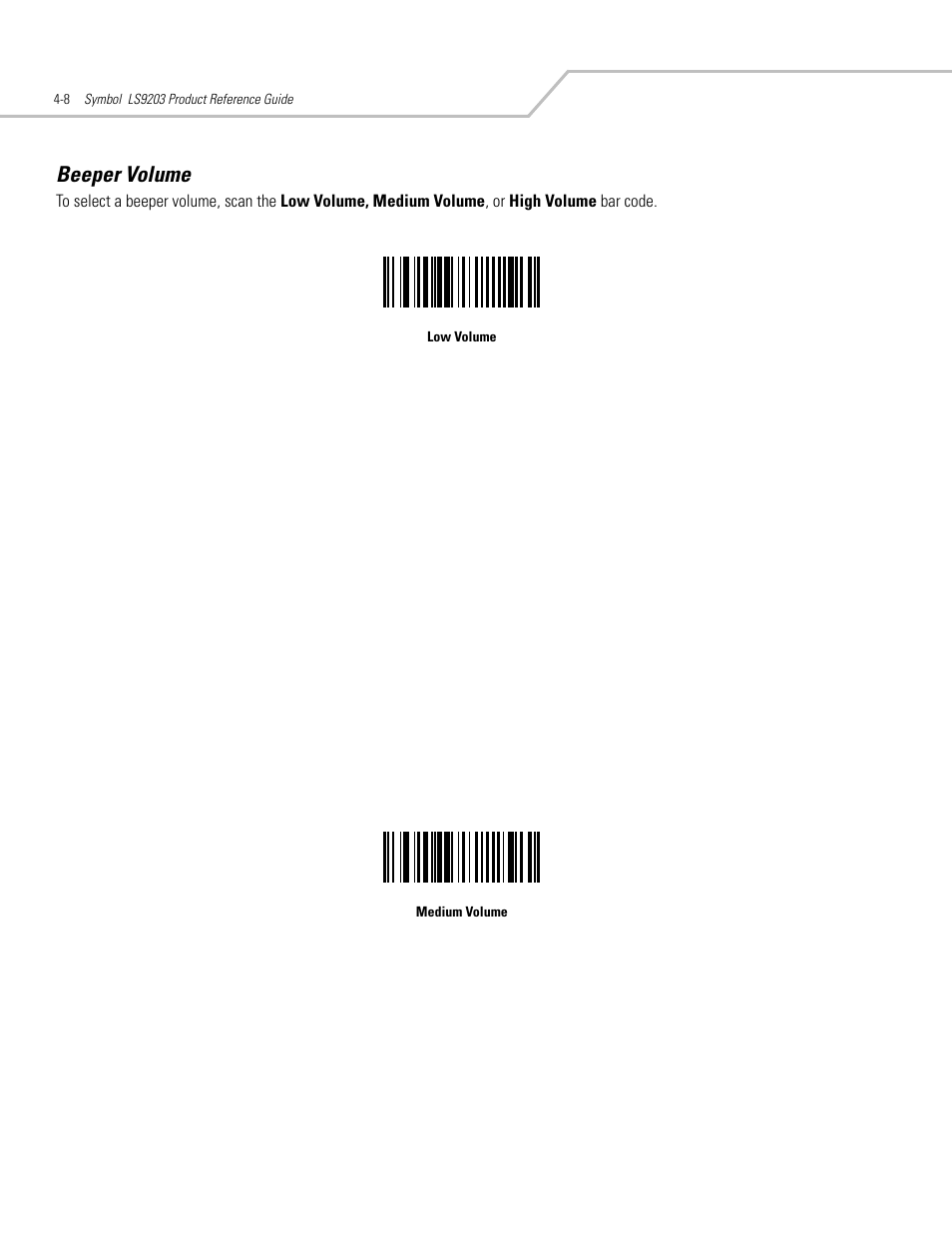 Beeper volume, Beeper volume -8 | Motorola SYMBOL LS9203 User Manual | Page 48 / 338