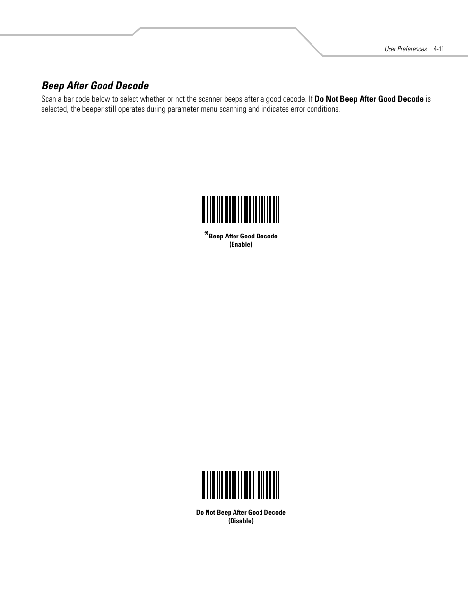 Beep after good decode, Beep after good decode -11 | Motorola SYMBOL LS9203 User Manual | Page 51 / 338