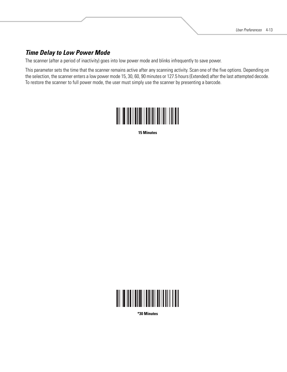 Time delay to low power mode, Time delay to low power mode -13 | Motorola SYMBOL LS9203 User Manual | Page 53 / 338